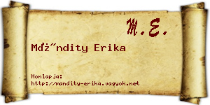 Mándity Erika névjegykártya